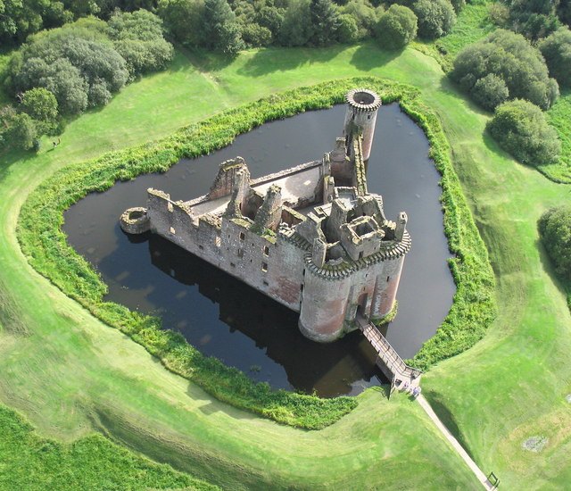 Aerial view of Caerlaverock Castle