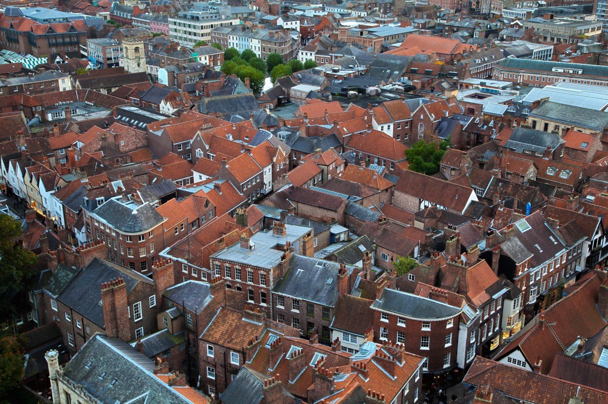 City rooftops from above
